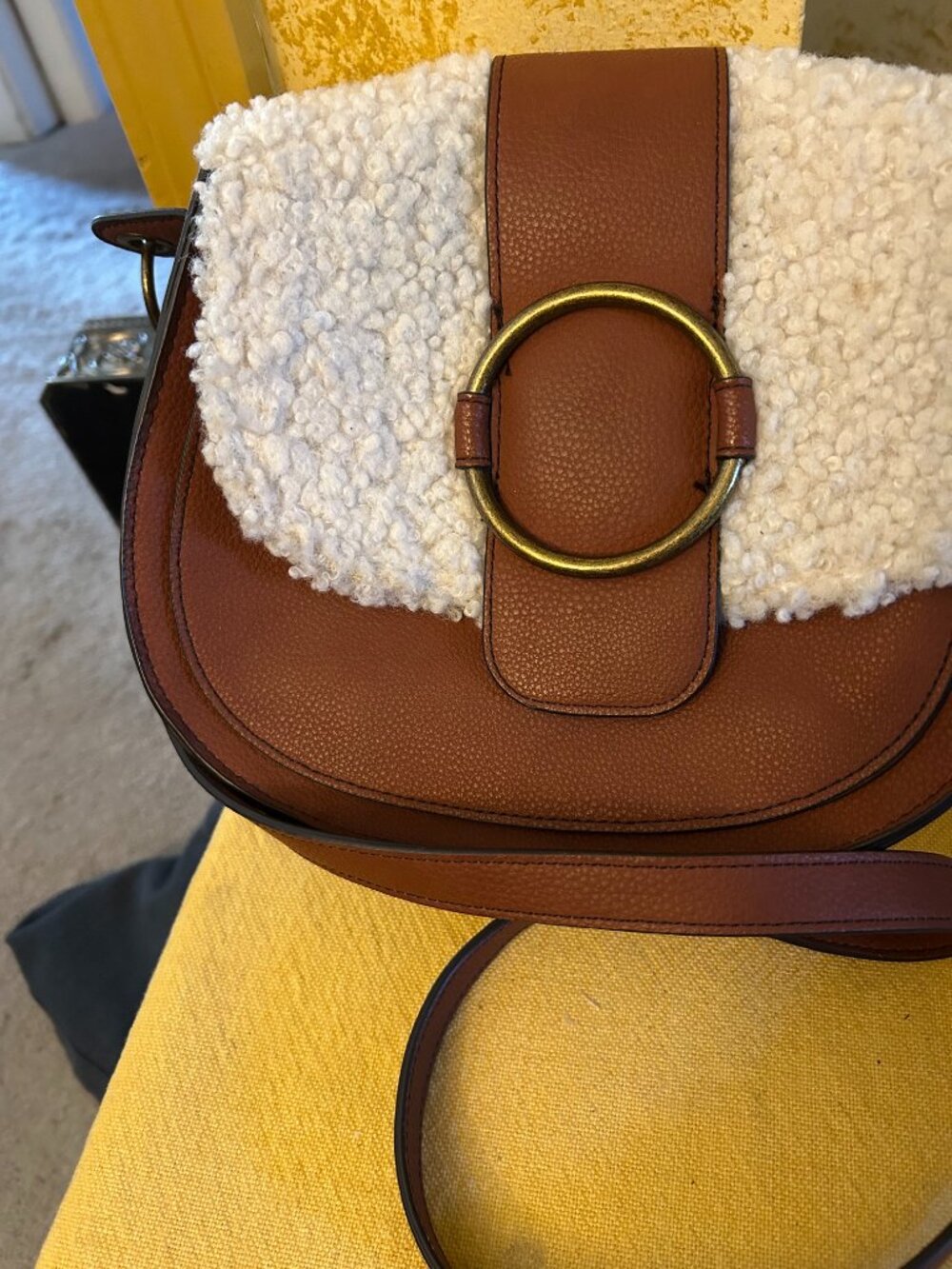 a.n.a Sherri crossbody Bag in Cognac featuring brown faux leather & a contrasti